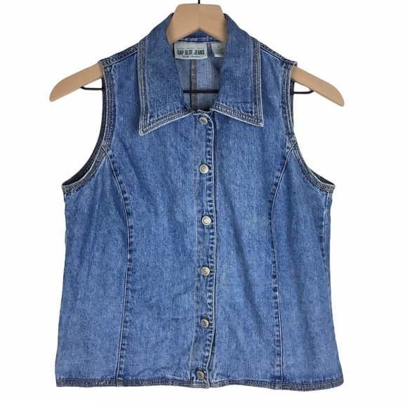 GAP Tops - GAP Blue Jeans Top Vest Vintage Denim Sleeveless 90s Y2K Trucker Western Medium